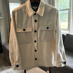 Soft Cream Utility Jacket with Button Flap Pockets